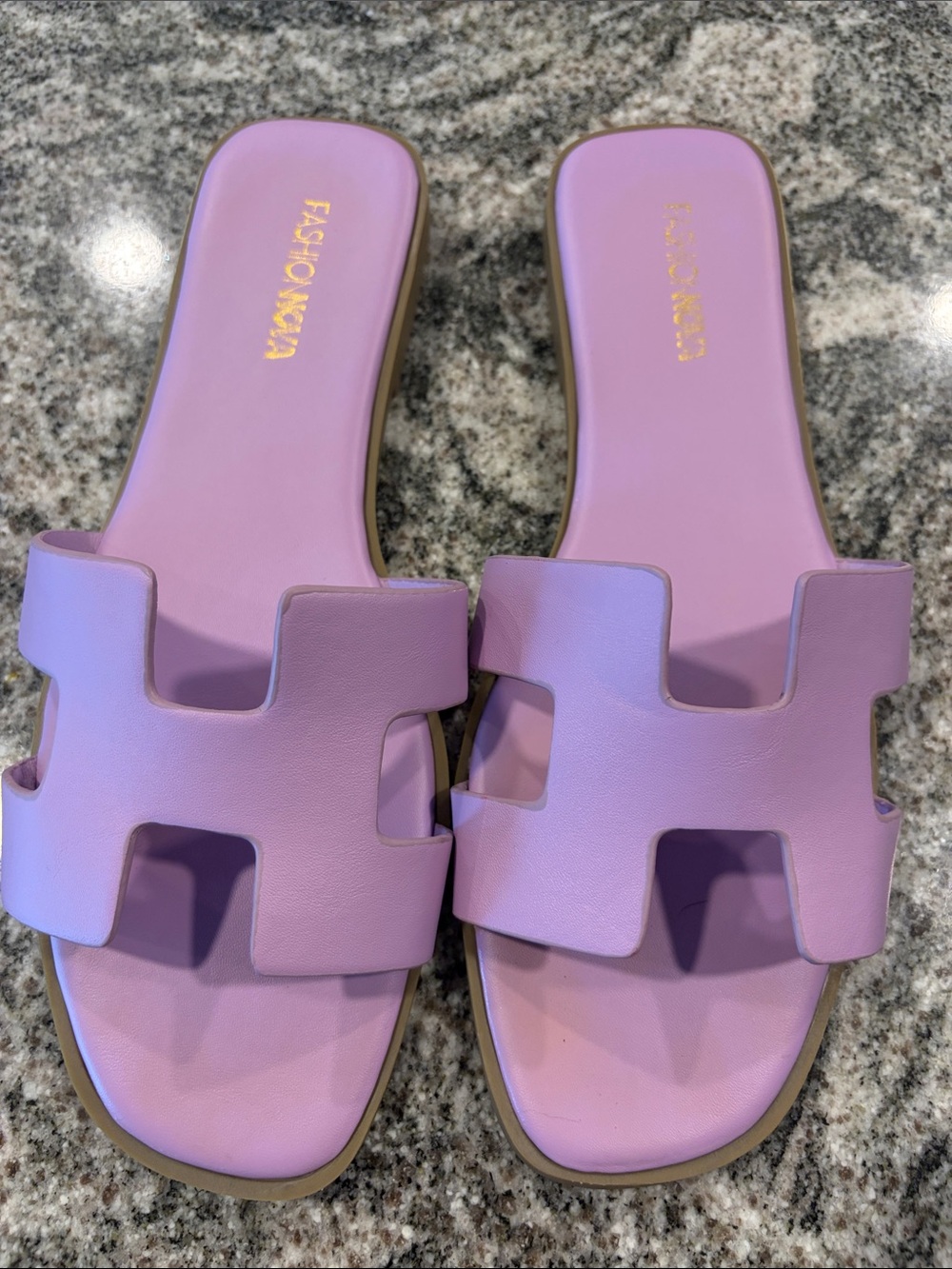Fashion Nova Lavender H-Style Slide Mules